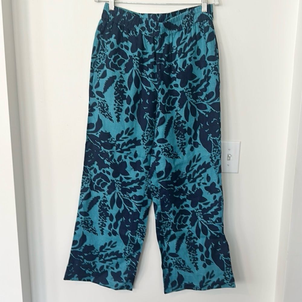 Soft Surroundings 100% Linen Floral Casual Pants M